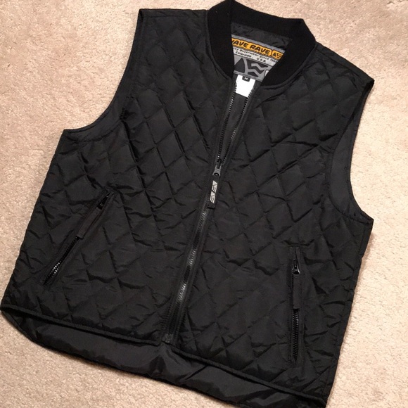 Wave Rave Jackets & Blazers - Wave Rave Blk Quilted Vest w fire breathing dragon